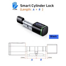 지문인식 무타공 도어락 유로 Tuya 스마트 잠금 실린더 지문 RFID 카드 키 앱 원격 제어 코어 알렉사 구글 홈 오래된 문 교체, [04] A 45 B45, [05] Black Ttlock
