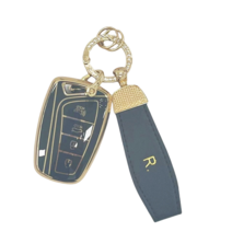 굿카굿즈 현대 싼타페DM 그랜져HG 골드라인 스마트 키케이스 4버튼 키홀더, 유광블랙