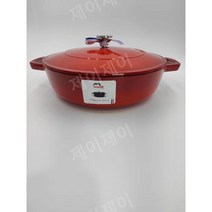staub 28cm 스타우브 에나멜 가정용 다기능 해산물 생선 주물 주철 냄비, 빨간색, 사이즈