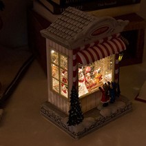 크리스마스 산타 캔디샵 LED 워터볼 멜로디 사탕가게 오르골 무드등 인테리어 소품