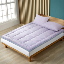 루마인홈 거위털 매트리스 토퍼 퀸, 체크 퍼플