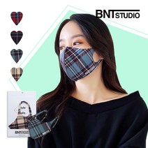 비엔티스튜디오 레트로 타탄 체크 패션 마스크