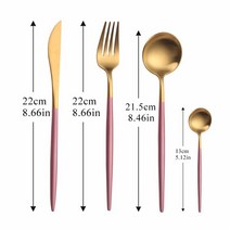 식기세트 도시락상자 이영자그릇 이케아그릇 골드 칼 식기 세트 스테인레스 스틸 나이프 포크 스푼주방 4 피스 양식기 다이닝 스푼, 10 matte pinkgold round