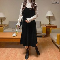 [엘케이트] 여성 원피스 LRT3462 여자 벨벳 레이어드 롱 드레스
