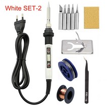 그래몰링 인두기온도 조절식 LCD 전기 납땜 인두 용접 수리 도구 80 W 220 V 110V, 05 White SET-2_02 110V US Plug