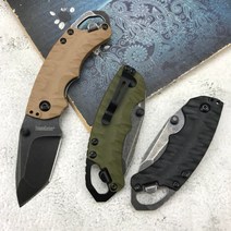 멀티툴 kershaw 8750 접이식 블레이드 나이프 미니 군사 전투 야외 캠핑 사냥 생존 전술 유틸리티 포켓 edc 멀티 나이프, 노란색 손잡이, 1개