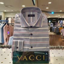 바찌 남자 봄 가을 면 혼방 옆 줄무늬 화사한 슬림핏 셔츠 남방 VD1I 1CS 553 N0