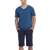 COLORFULLEAF 남성용 파자마 반바지 세트 면 수면 셔츠 잠옷 여름 라운지웨어 S~XL Z1_레드 340551