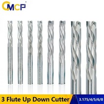 Cspe CNC 라우터 비트 3 플루트 업 다운 컷 카바이드 엔드 밀 3.17512mm 생크 압축 밀링 커터 금속 알루미늄 절단용, CN, 5x5x17x50mm