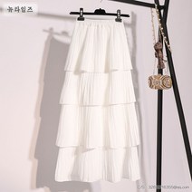 뉴타임즈 여성 주름 캉캉 스커트 플레어 A라인 쉬폰 A4 41