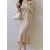 꽈배기 롱원피스 밑단프릴 롱니트 F006467 니트