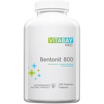 클렌주스 디톡스 몸속독소 제거 배출 Vitabay Bentonite u2022 비건 캡슐 480개 96% 몬모릴로나이트 마찰 역학적으로 미분화되고 활성화된 품질, 240개입(1팩)