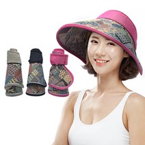 국내생산 돌돌이모자 썬캡 린넨재질 돌돌말이 썬캡 휴대용 여성 여자 모자 에스닉 돌돌이 썬캡, RO-1548에스닉벨크로, 베이지