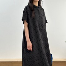 내추럴가든 도트 롤업 린넨 원피스
