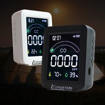 캠핑용 일산화탄소 경보기 측정기 감지기 차박 난방 안전 난로 팬히터 가스 CO Carbon Monoxide Detector USB충전 밝기조절 온습도 시간표시 강력경보음 LCD화면, 화이트