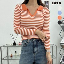 비엔엑스 BNX 여성 소매 골지 톤앤톤 숄 니트