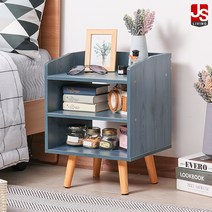 JS리빙 협탁 침실 미니 거실 서랍장 침대 사이드 테이블 엔틱 수납장 선반 모던 거실장 보조 수납 인테리어 베드 3단 블루 원목 L_55 46x30x36, VB_69832