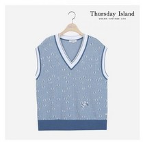 써스데이아일랜드 여성 자카드 브이넥 베스트T214MVT231W 396309