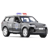 1:36 랜드 로버 레인지 로버 SUV 다이 캐스트 합금 금속 럭셔리 자동차 모델 아동용 장난감 자동차 컬렉션 선물, 검은 경찰차