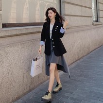 여성 자켓 a958 기본 오버핏 트위드 퀼팅 양모 노카라 린넨 숏 일자핏 싱글 클래식 루즈핏 더블 블레이져