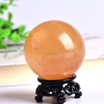 천연원석 수정구슬 홈 인테리어 천연 수석 자수정 호안석 흑요석 1 pc 자연 꿈 공 광택 글로브 마사지 공 영기 치유 돌 장식 절묘한 선물 기념품 선물, 60-70mm, 방해석