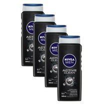 니베아 맨 액티브 클린 쓰리인원 샤워젤 바디워시 올인원워시 500ml Nivea MEN Active Clean 3-IN-1 Shower Gel, 4개