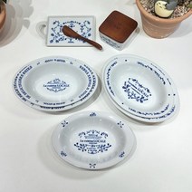 마메종 블루 로즈 도자기 카레 파스타 타원 볼 접시, L(영문), 1개