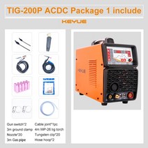 교류 아크 용접기 플라즈마 20kw 15kw keyue tig200p ac dc 휴대용 단상 220v 알루미늄 인버터 디지털 펄스 tig mma 용접 기계 원격 제어, 중국, 패키지 1