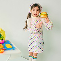 이지고 키즈앞치마 유아앞치마세트 미술앞치마 유아미술가운 도트