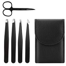 Tweezers Set 5-Piece Professional Stainless Steel Tweezers Great Precision for Facial Hair Ingrown, 1, One Color