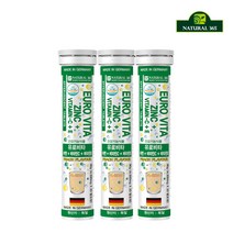 내츄럴365 독일 유로비타 발포비타민 아연+비타민C+비타민E (3병-60일분), 3개, 60정, 20정