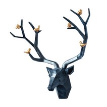 거실 호텔 장식을 위해 잘 고정된 3D 사슴 머리 입상 뿔, 수지, 푸른
