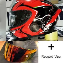 바이칼 풀 페이스 오토바이 헬멧 X14 화이트 뒤 라이딩 모토크로스 레이싱, M, A with redgold visor