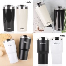 세척편한 새지않는 사무실 차량용 입구넓은 뚜껑있는 이중 스테인레스 보냉 텀블러 600ml, MIZZIO 심플 스테인레스 텀블러 450ml, 아이보리