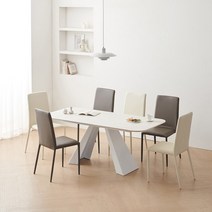 리브레 6인용 포세린 세라믹 식탁 세트 1800 (의자6), 캐슬마블, 크림베이지3+머스키오렌지3