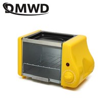 110v220v 미니 전기 오븐 로스트 그릴 토스터 케이크 빵 메이커 스테이크 튀긴 계란 오믈렛 프라이팬 타이머 아침 식사 기계, 노란색, 영국