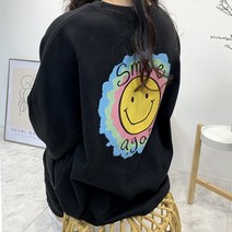 오마보이 여자 컬러풀 스마일 기모 트레이닝 셋업