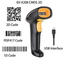 바코드스캔 무선 핸드 QR 바코드 리더기 블루투스 스캐너 안드로이드 IOS 아이패드 PC용 2D 유선 수퍼마켓 EVB208, 1.EVX208 2D Wired