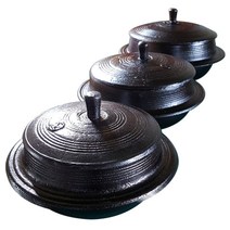 일오삼 무쇠 통주물 가마솥 6인용 20cm 한국산, 블랙