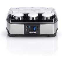 쿠진아트 2in1 요구르트 및 크림 치즈 메이커 유리 용기 6개 리코타용 체가 있는 플라스틱 컵 2개 포함 YM400E 스테인리스