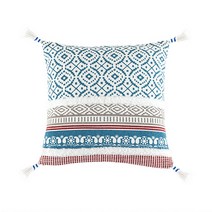 보헤미안 술 베개 수제 모로코 스타일 쿠션 커버 홈 장식 등받이 베개 소파 침대 소파를위한 커버 커버, 파란색