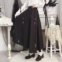 플레이어 스커트 주름 바스락 플리츠 여성용 고딕 카고 롱 루즈 하라주쿠 미디 다크 블랙 빈티지 하이 힙합 라인