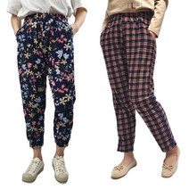 [편마담샵] 촌캉스 할머니옷 봄여름 꽃무늬 엄마 고무줄바지 시보리 체크 몸빼