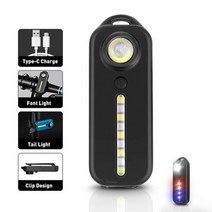 미니 LED 손전등 USB 충전식 자전거 라이트 휴대용 포켓 키 체인 램프 미등 플래시 경고등, 77-블랙, 04 77-Black