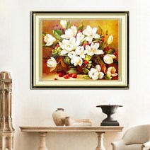 DIY십자수 프린트패키지-치자꽃화병 하늘비즈 C11 S580N212, 69*56cm 4가닥, 코튼실