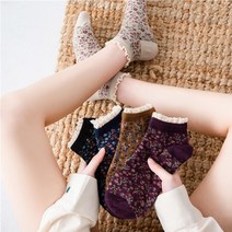 [사라가든]여성 면(cotton)단목 레이스 플라워 양말 5개1세트