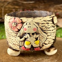 다육맘 수제화분 다육화분 도향캐릭분#302, 핑크