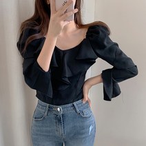 아이엠몽 여성 슬림핏 긴팔 셔링 블라우스 셔브