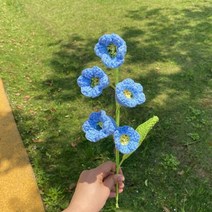 초등학생 졸업식 꽃다발 어린이집 학사모 축제를 위한 수제 DIY 꽃다발 니트 꽃 부케 발렌타인데이 선물, 04 Blue
