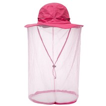 anti-mosquito net yarn 모자 양동이 모자 모자 캠핑 햇볕 모자 듀얼 목적으로 통기성, 로즈 레드